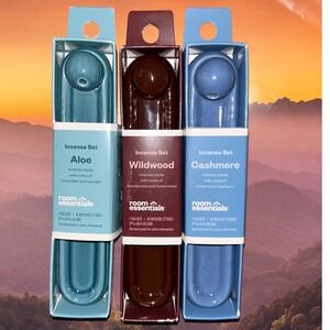 Room Essentials Incense Set X 3 with Holder - Aloe Wildwood Cashmere